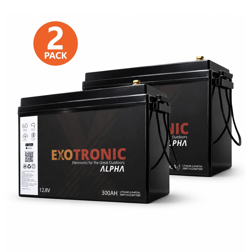 Twin Pack Exotronic 12V 300Ah Alpha IP67 Smart Bluetooth Lithium Battery