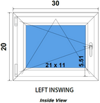 30"x20" Single Sash European uPVC Tilt and Turn Window