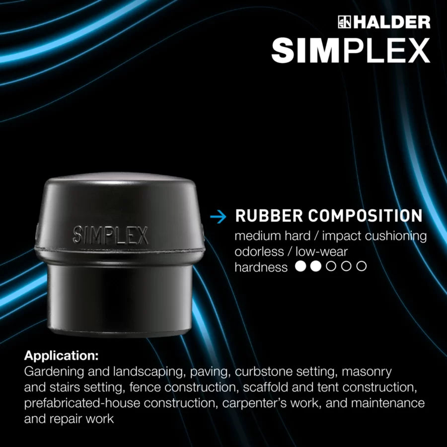 Halder Simplex soft-face sledge hammer, cast iron housing - Rubber composition / Superplastic