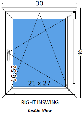 30"x36" Single Sash European uPVC Tilt and Turn Window