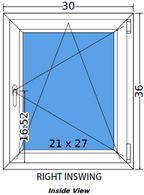 30"x36" Single Sash European uPVC Tilt and Turn Window