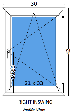 30"x42" Single Sash European uPVC Tilt and Turn Window