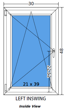 30"x48" Single Sash European uPVC Tilt and Turn Window