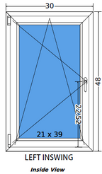 30"x48" Single Sash European uPVC Tilt and Turn Window