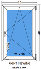 30"x48" Single Sash European uPVC Tilt and Turn Window