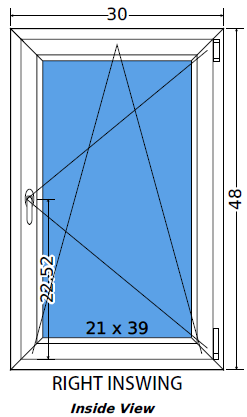 30"x48" Single Sash European uPVC Tilt and Turn Window