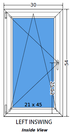 30"x54" Single Sash European uPVC Tilt and Turn Window