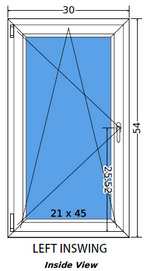 30"x54" Single Sash European uPVC Tilt and Turn Window