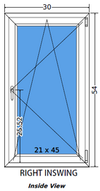 30"x54" Single Sash European uPVC Tilt and Turn Window