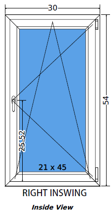 30"x54" Single Sash European uPVC Tilt and Turn Window