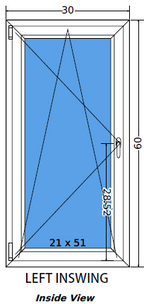 30"x60" Single Sash European uPVC Tilt and Turn Window