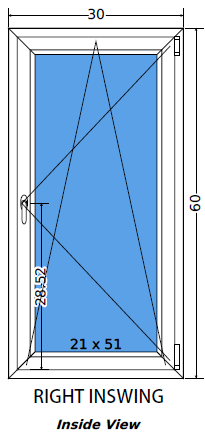 30"x60" Single Sash European uPVC Tilt and Turn Window
