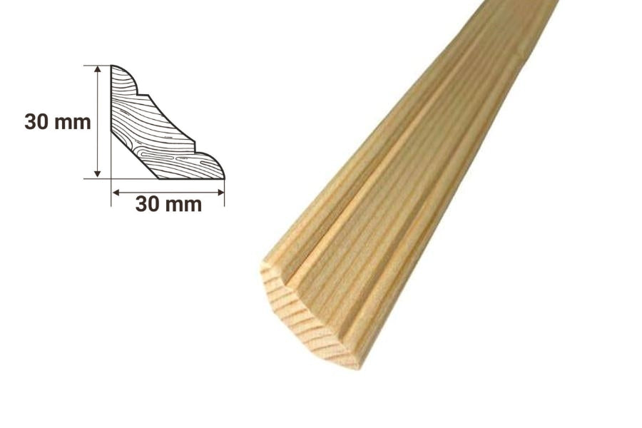 untreated pine wood scotia trim 1 metre length