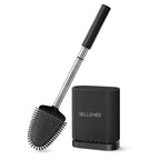 Sellemer Silicone Toilet Brush, Ventilation Slots Base Holder 1 Pack, Black - color: Black-1pcs