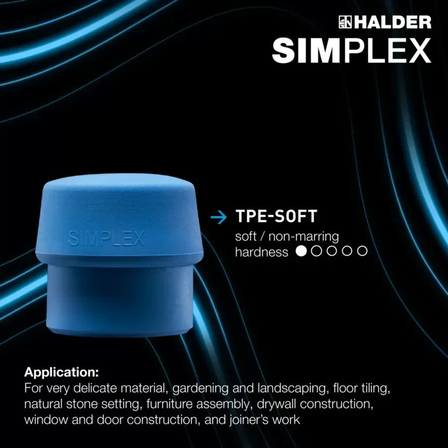 Halder Simplex soft-face mallet, aluminium housing - TPE-soft / TPE-mid - Short Handle