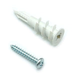 CONFAST 50 Pack Nylon Self-Drilling Drywall/Hollow-Wall Anchor Kit with Screws, (25) #8 Anchors & (25) 1" Screws