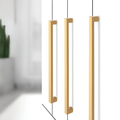 Cabinet Pulls Gold Cabinet Handles Square Drawer Pulls, 10 Pack 8-4/5 Inch Stainless Steel Kitchen Door Cupboard Cabinet Handles, Drawer Hardware Handles, 224mm Hole Centers - color: Gold, size: Two Hole - 8-4/5 inch Hole Centers(224mm)