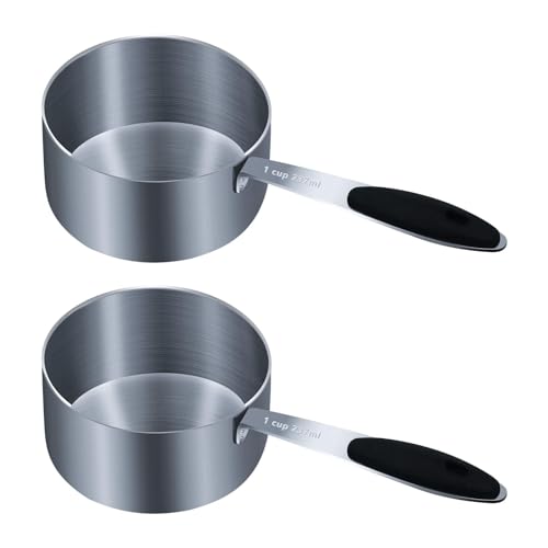 2PCS 1cup(237ml) Measuring Cup, Stainless Steel Measure Scoop - size: 1cup