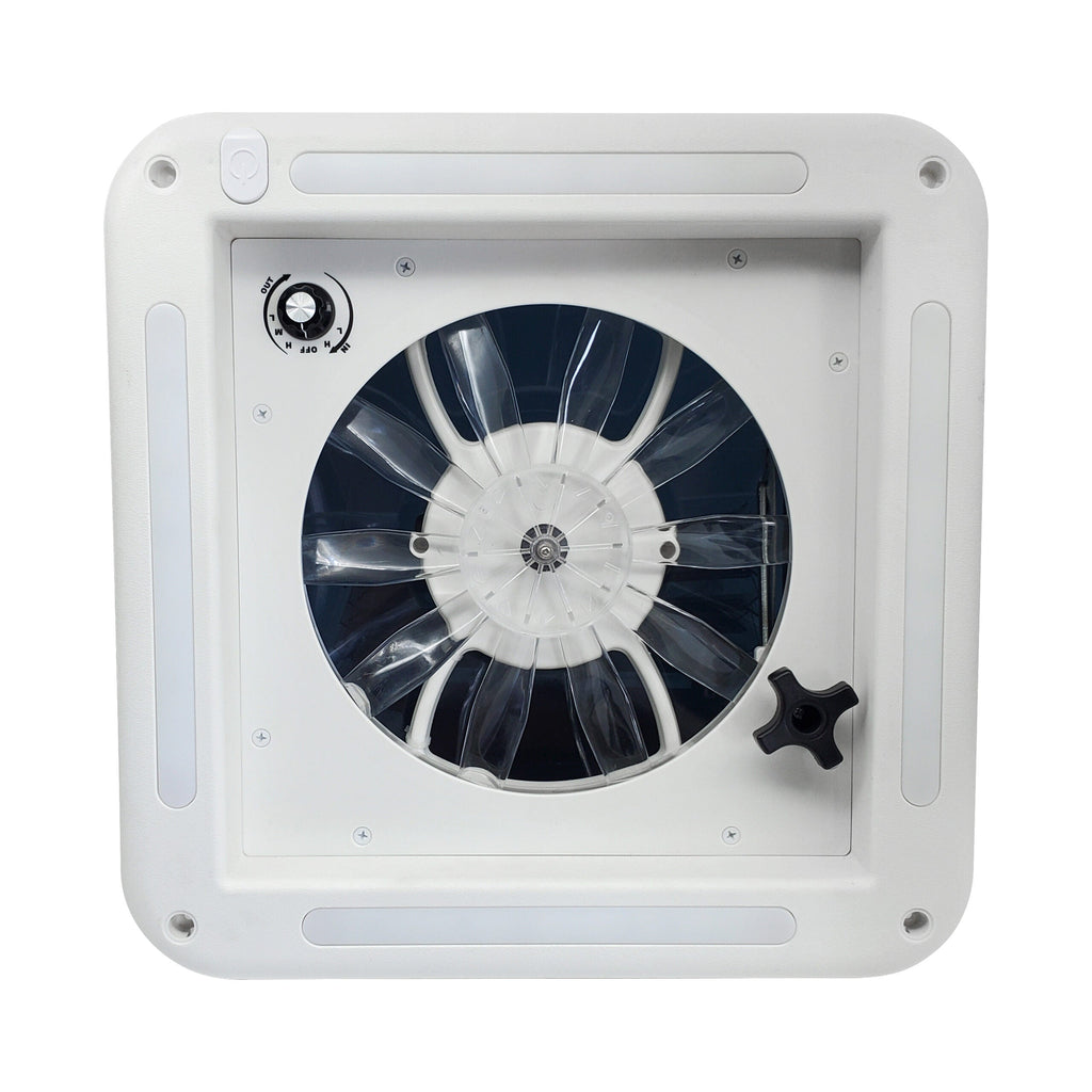 12V Shower Roof Vent With LED Lights And Tinted Lid Suits Roof Thickness 50-80mm