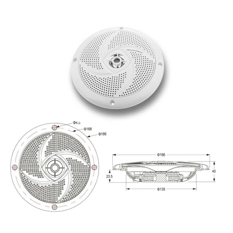 Black 6.5inch Waterproof 120 Watt Low-Profile Speaker (Pair)