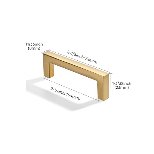 khtumeware 10 Pack 2-1/2 inch(64mm) Hole Center Champagne Bronze Cabinet Pulls Solid Heavy-Duty Square Champagne Brass Cabinet Handles Drawer Pulls Kitchen Cabinet Hardware Kitchen Handle - color: Champagne Bronze, size: 2-1/2 inch(64mm) hole center