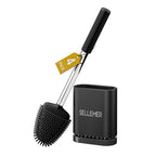 Sellemer Silicone Toilet Brush, Ventilation Slots Base Holder 4 Pack, Black - color: Black-4pcs