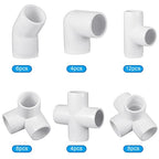 Xuniea 42 Pieces 1 Inch PVC Pipe Fittings Elbow Set Tent Connection Tee Heavy Duty PVC Elbow Fittings for Greenhouse Shed Pipe, Furniture Build and More - size: 1 Inch