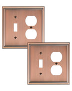 2-Pack Zinc Alloy Combo Toggle/Duplex Light Switch Cover Plate - color: Antique Copper, size: 1 Toggle/1 Duplex 2PK