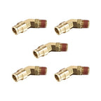 5/8" Tube OD x 1/2" NPT 45° Swivel Elbow Push-to-Connect Fittings, 5PCS Brass C36000 Male Elbow Connectors for Nylon Tubing in Pneumatic Systems - size: 5/8"OD x 1/2" NPT