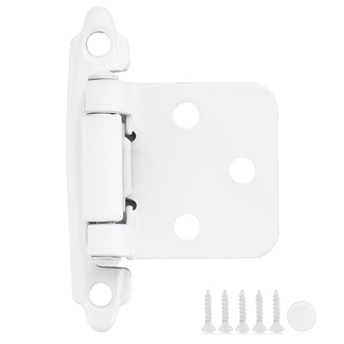 30 Pack 15 Pair White Cabinet Hinges, 1/2" Overlay Semi-Concealed Hinges - color: White, size: 1/2" Overlay
