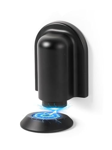 1 Pack Black Door Stopper Magnetic Door Cathc Matte Black Floor Mounted Door Stop Keep Door Open with Screws and Adhesive No Drilling - color: Black