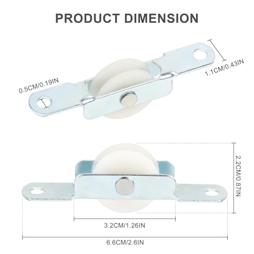 5 pack Sliding Door Rollers, 22mm Nylon Pulley Wheels Replacement for Screen Door, Patio Door, Wardrobe & Closet, Silent Smooth Glide, Heavy Duty Furniture Rollers with Steel Shell