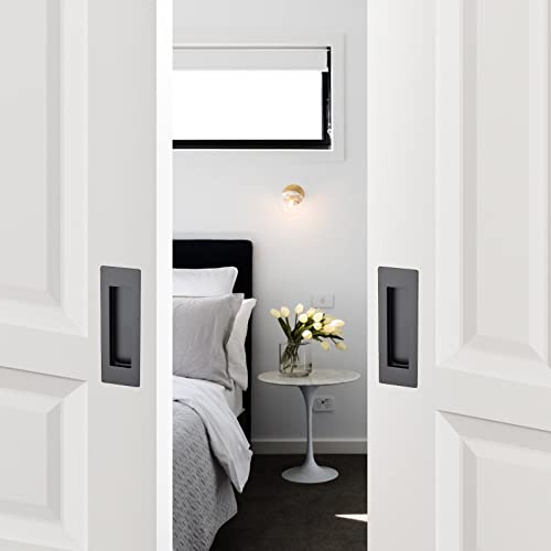 Ravinte 4 Pack Black Sliding Closet Door Handles, Flush Pulls 5.9in Length - color: Black, size: 150mm