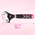 DURATECH 10-Inch Wide Jaw Adjustable Wrench - color: Black & Pink, size: 10-Inch