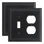 2-Pack Natural Bamboo Fiber Combo Toggle/Duplex Light Switch Cover Plate - color: Matte Black, size: 1 Toggle/1 Duplex 2PK