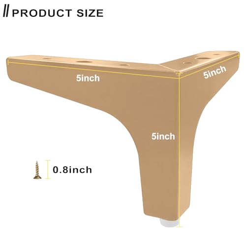 AODIOU Furniture Legs Gold Feet: Sofa Legs Replacement Set of 8 - Metal Furniture Legs 4 Inch Triangle Feet - color: Gold, size: 4'' / 10cm(8PCS)