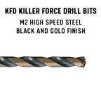 Drill America KFD5/64P12 5/64" High Speed Steel Black & Gold KFD Split Point Drill Bit (Pack of 12), KFD Series - size: 5/64"
