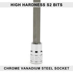 Mayouko 6" Extra Long XZN Triple Square Spline Bit Socket Set, 4mm to 18mm, 10-Piece, 3/8" & 1/2" Drive - style: XZN