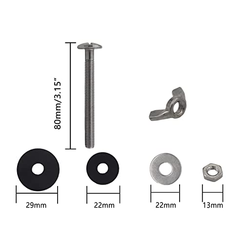 Universal Toilet Tank to Bowl Gasket Repair Kit, 2 Pcs Gasket and 4 Sets 5/16 * 3.15 inch Stainless Steel Heavy Duty Rustproof Bolt Hardware Kits,Fits 3-Inch 3.5-Inch Flush Valve Opening. - style: 2Pcs 3 inch Gasket with 4 Sets Stainless Steel Bolt Kit