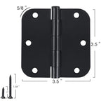 24 Pack Rounded Matte Black Door Hinges 3.5 Inch with 5/8" Radius - color: Matte Black, size: 24 Pack