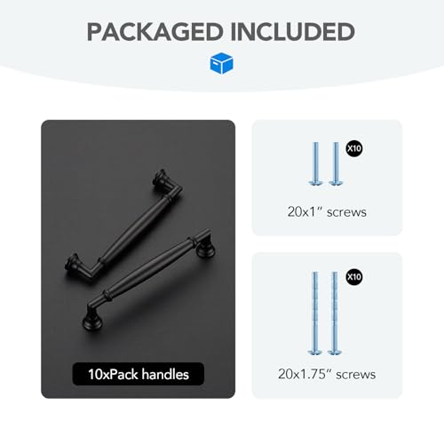 HOME EDIT Matte Black Cabinet Handles 5 Inch Pulls 10 Pack - color: Matte Black, size: 5 inches Hole Center
