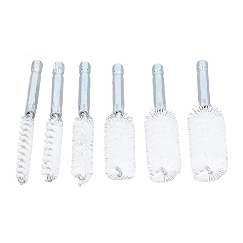 6PCS Hole Cleaning Brushes Bore Brush for Drill Twisted Wire Cleaning Brush Power Drill Cleaning Wire Brush with 1/4in Hex Shank for Power Drill Impact Driver (Nylon (White)) ﻿ - size: Nylon (White)