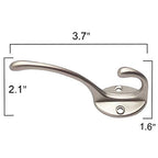 IBosins 10 Pack Silvery Double Coat Hooks Utility Hooks for Coat, Bag, Hat - color: Silvery