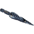 Klein Tools QRST01 Step Drill Bit, Quick Release Spiral Double-Fluted, 1/8 to 1/2-Inch, Hex Shank, Cut Steel, Wood, Plastic, Aluminum - size: 1/8 to 1/2-Inch, style: Quick Release