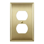 ENERLITES Duplex Receptacle Outlet Metal Wall Plate, 1-Gang, Brushed Brass - color: Brushed Brass, size: Standard Size