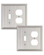 2-Pack Zinc Alloy Combo Toggle/Duplex Light Switch Cover Plate - color: Brushed Nickel, size: 1 Toggle/1 Duplex 2PK