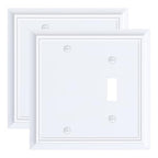 2-Pack Natural Bamboo Fiber Combo Blank/Toggle Light Switch Cover Plate - color: Pure White, size: 1 Blank/1 Toggle 2PK