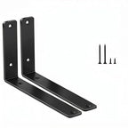 2 Pack - L 12" x H 8" x W1.5, 5mm Thick Black L Shelf Bracket, Iron Shelf Brackets, Metal Shelf Brackets, Floating Shelf, Shelf Supports with Screws - size: 12''x8'', style: Black 2 Pack