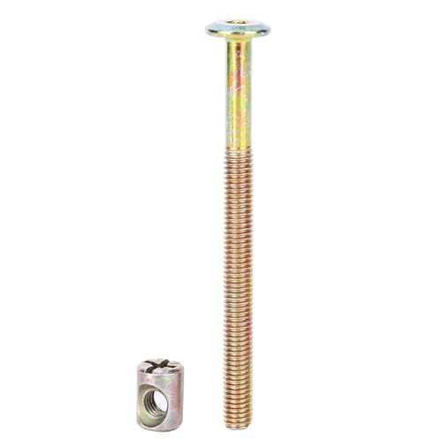 M6 X 90mm Bed Frame Bolts Set, 10Pack Dowel Furniture Bolts and Barrel Nuts, Steel Furniture Screws, Bed Hardware Replacement Kit for Beds Chair Spare Connector Parts - size: 90mm