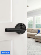 Knurled Door Lever Black Privacy Door Handle, 1 Pack - color: Black